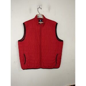 Chaps Mens Puffer Vest XXL Red Zip Quilted  Sleeveless Jacket Holiday Christmas